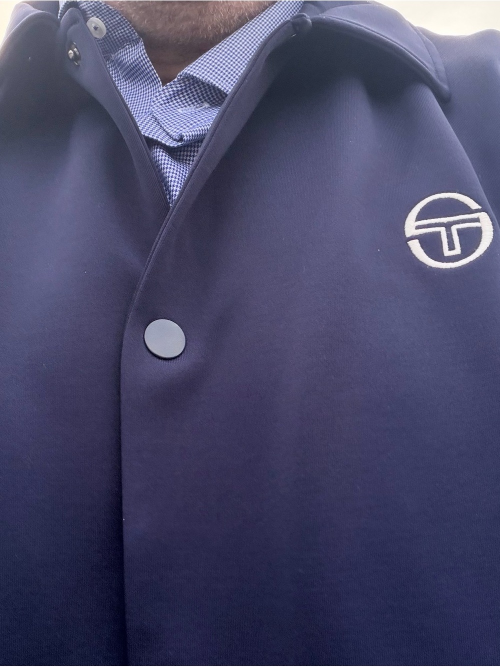 Sergio Tacchini Navy Coach Jacket with White Logo